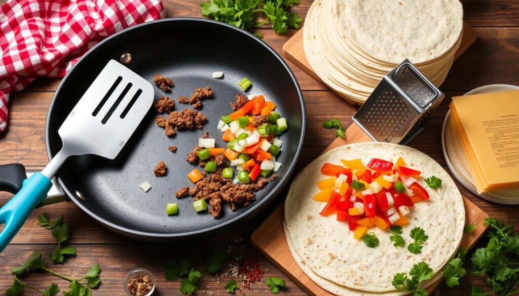 kitchen tools for beef quesadillas