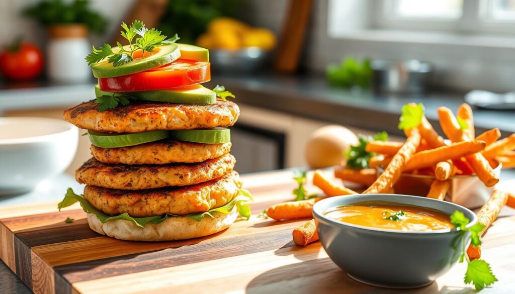 Juicy salmon burgers